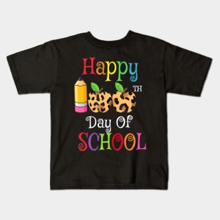 Happy 100Th Day Of School Leopard Print Teacher Student Kids T-Shirt